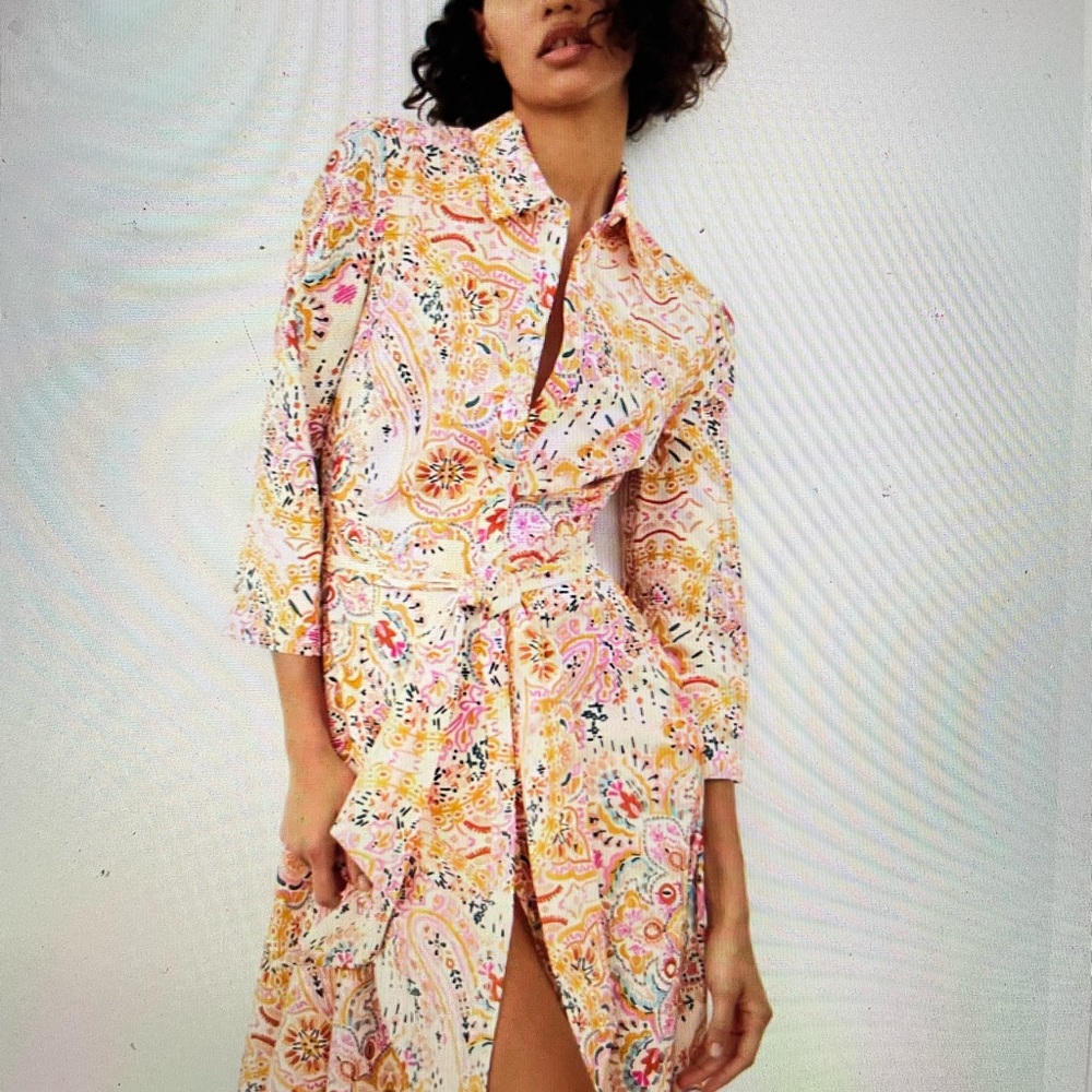 Zara dress ! Brand new without tags ! Beautiful wrap dress 3/4 length sleeve !